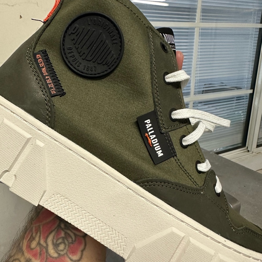 Palladium Green and White High-Top Sneakers